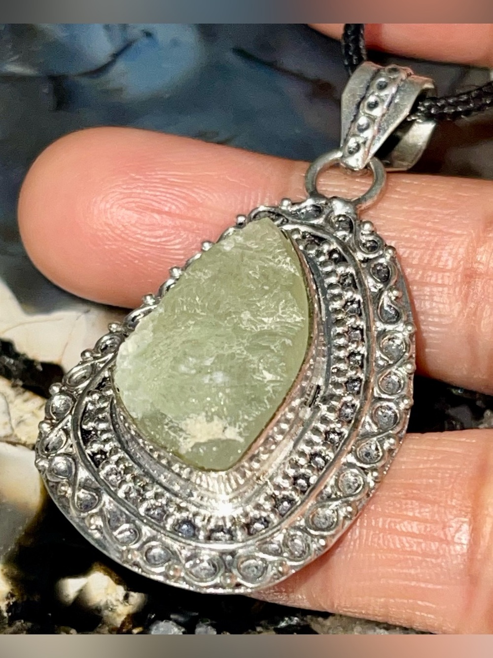 Rough Yellow Green Prehnite Pendant 2”